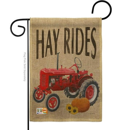 Breeze Decor BD-HA-G-113075-IP-DB-D-US18-WA 13 x 18.5 in. Hay Rides Burlap Fall Harvest & Autumn Impressions Decorative Vertical Double Sided Garden Flag