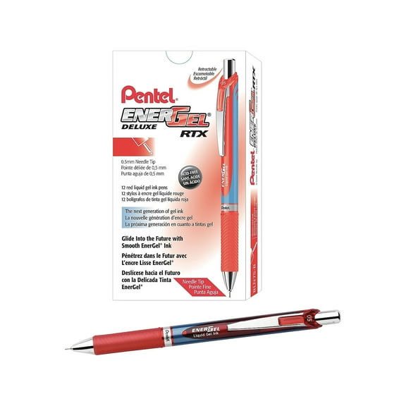 Pentel EnerGel Deluxe RTX Retractable Gel Pens Fine Point Red 816146