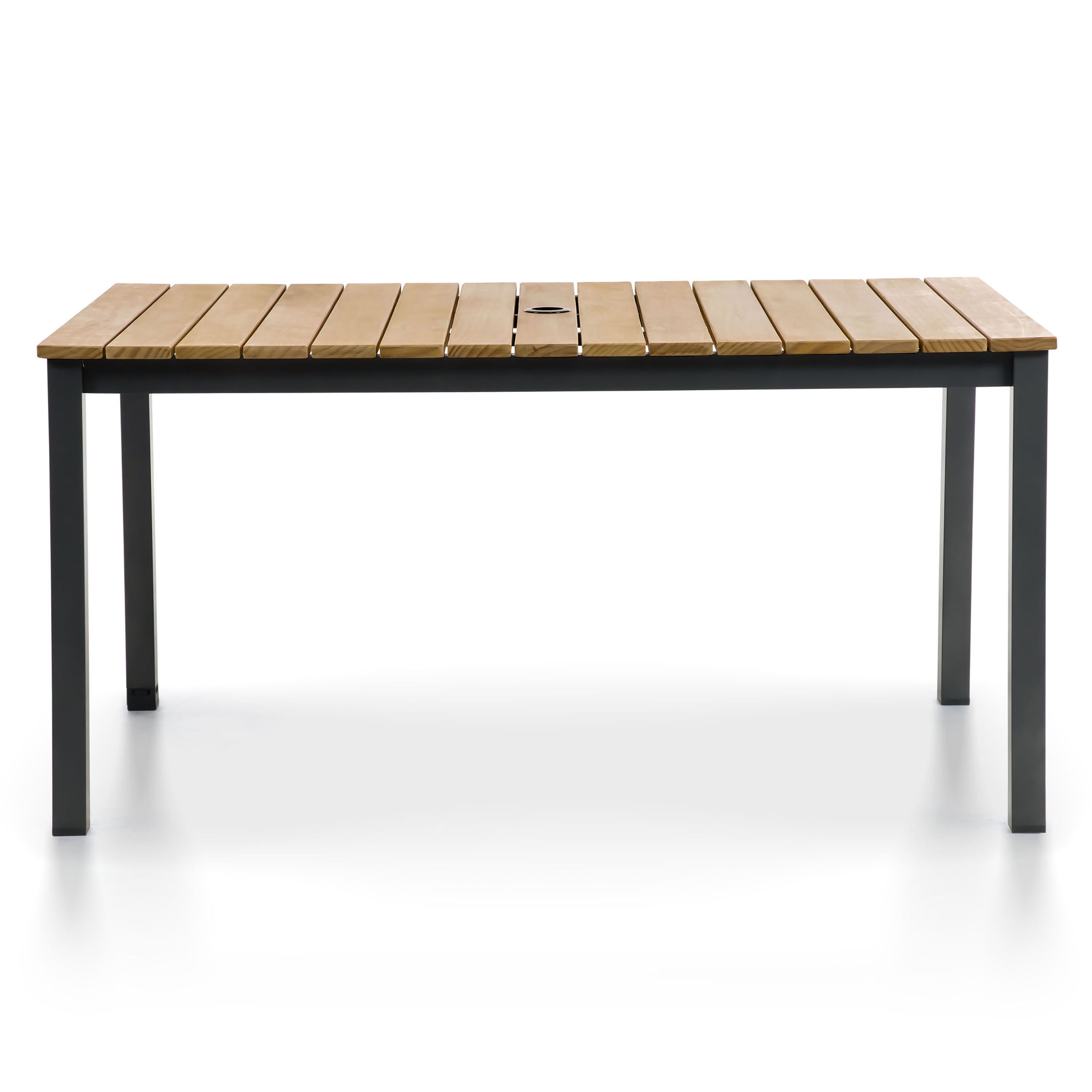 Furniture of America Mack Aluminum Patio Dining Table with Umbrella Hole, Gun Metal