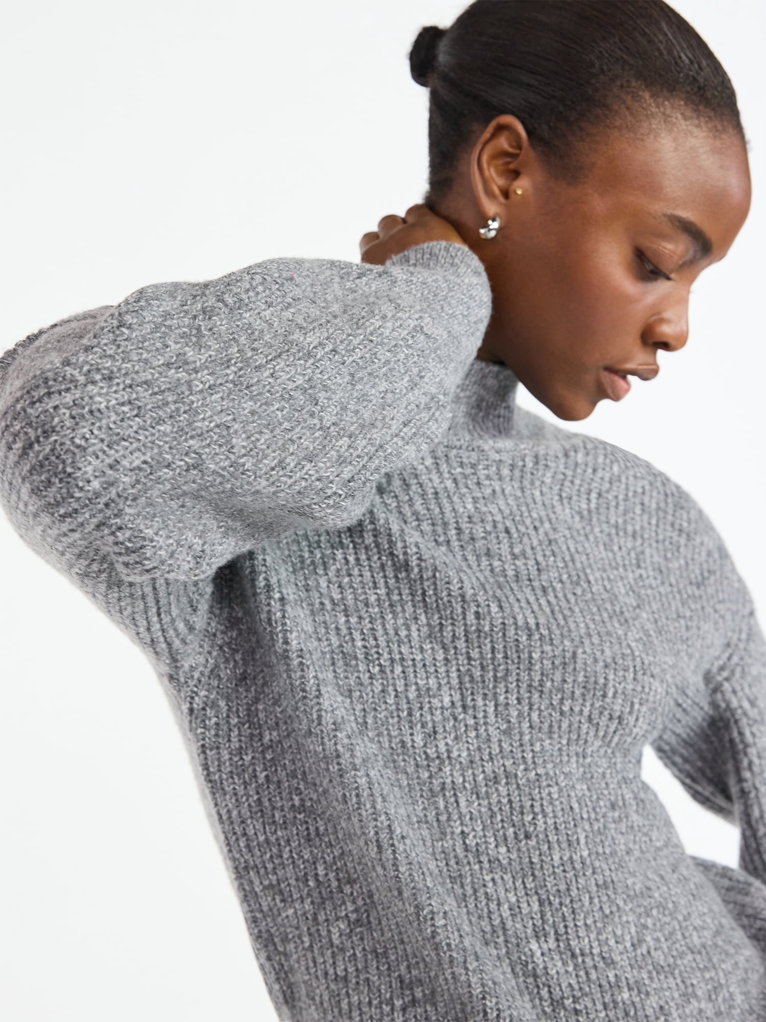 Scoop Women's Shaker Stitch Turtleneck Sweater, Lightweight, Sizes XS-XXL