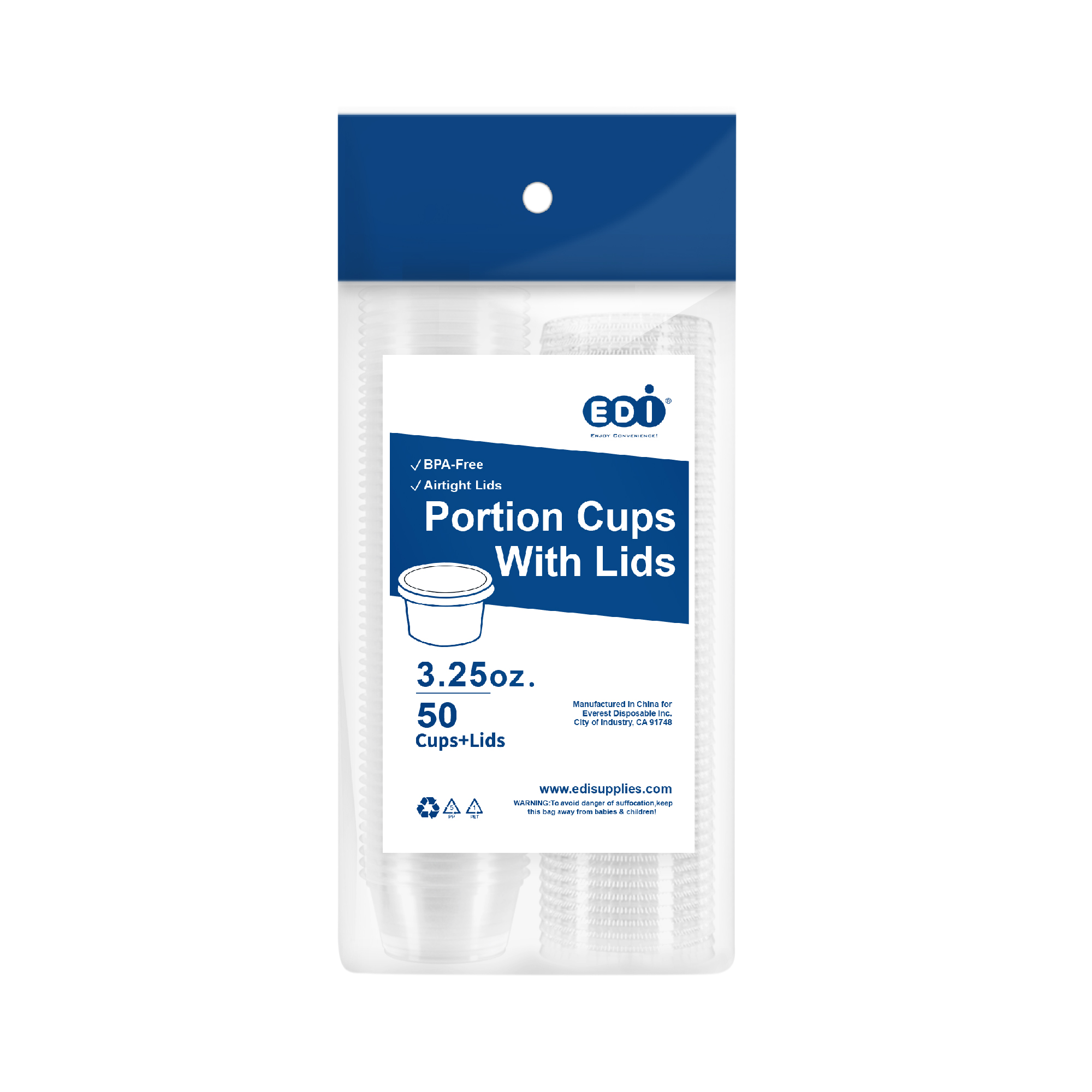 EDI Clear Plastic Disposable Portion Cups with Lids, 3.25 oz, 50 Count photo 5
