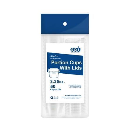

EDI Clear Plastic Disposable Portion Cups/Souffle Cup with Lids (3.25 oz 50)