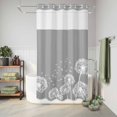 thumbnail image 6 of No Hook Shower Curtain, White Dandelion Shower Curtains for Bathroom with See Through Top Window, Spring Plants Flowers Vintage Gray Waterproof & Washable Bath Curtain Narrow 54"x78", 6 of 9
