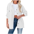 thumbnail image 1 of Yuyuzo Womens Fall Jackets Long Sleeve Turndown Collar Button down Coats with Pockets Solid Color, 1 of 6
