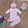 thumbnail image 2 of Seyurigaoka Seyurigaoka 4PCS Newborn Kids Infant Baby Girls Clothes Romper Jumpsuit Bodysuit+Pants Outfit Set, 2 of 9
