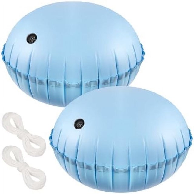 2pcs Pool Air Pillows for Above Ground Pools - 4ft Dia. Winter Closing Winterizing Kit with Ropes, Thicken PVC Ice Equalizer Support, Swimming Pool Patio Furniture Cover Airbag Light Blue 2pcs Light
