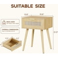 thumbnail image 3 of LAZZO Nightstands Set of 2, Wooden Bedside Tables with Rattan Weaving Drawers, Natural Wood, 3 of 9
