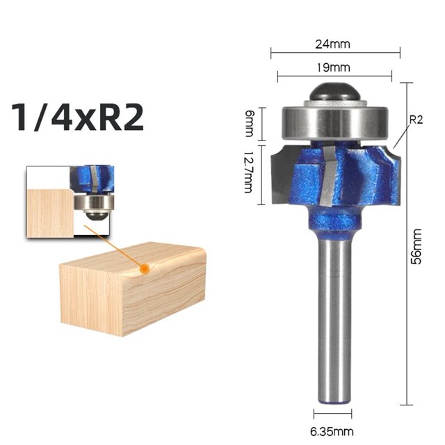 Lefu 6/8MM1/4 Shank 4 Corner Router Bit R1 R2 R3 Trim Edging Woodworking Bit for Wood