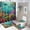 Nautical Fantasy, variant on 4Pcs Abstract Ocean Shower Curtain Sets, Bath Mat and Rugs, Fantasy Coral Sea Turtle Jellyfish Shower Curtain with Hooks for Bathroom