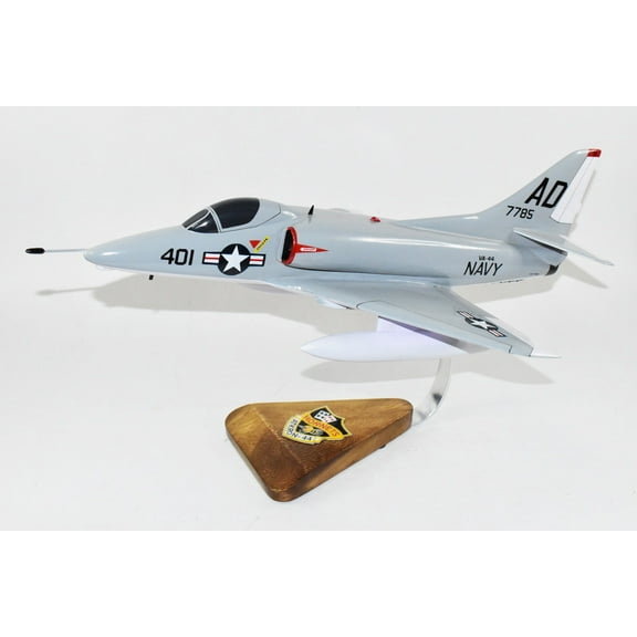 VA-44 Hornets A-4C Model, 1/27th Scale, Mahogany, Navy