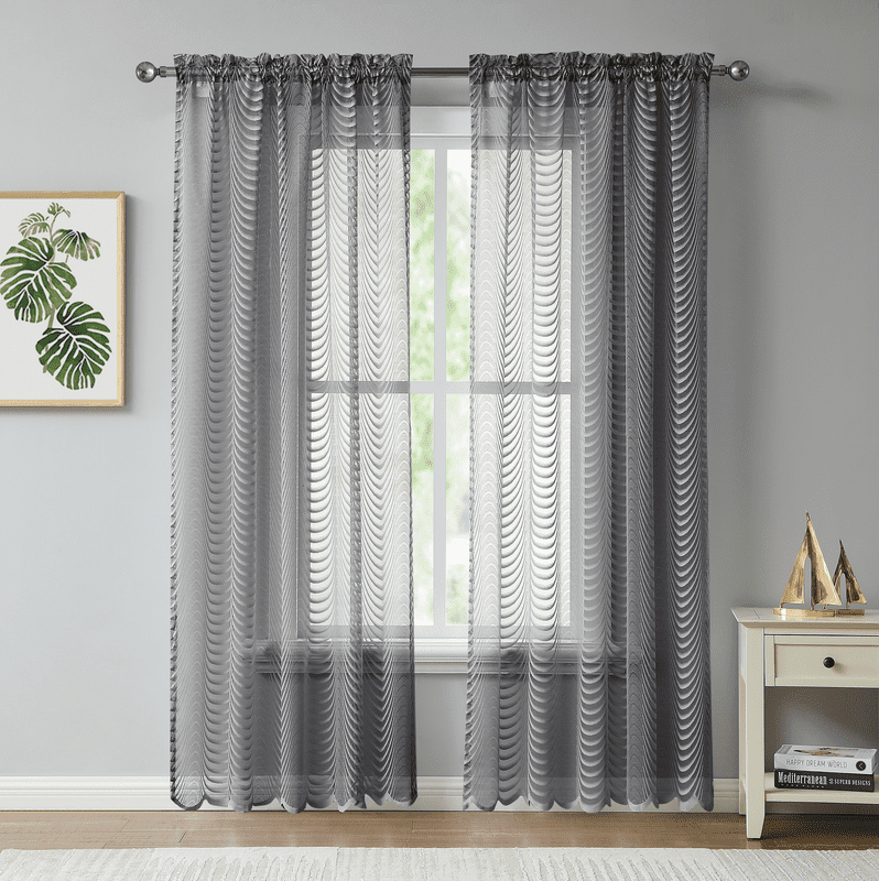 Net Curtain Panel Drape Voile Shimmer Voile Foil Shiny Curtain Slot Top Rod 