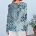 thumbnail image 4 of WTOBBY Women's Casual Floral Print Round Neck Long Sleeve T-shirt Top Fashion Wear Comfortable Soft Fabric Breathable Material Daily Outfit Stretch Fit for Versatile Use,Blue L, 4 of 5