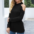 thumbnail image 4 of Women's Solid Long Sleeved Off-Shoulder Small High-Necked One-Shoulder Sweater, 4 of 6