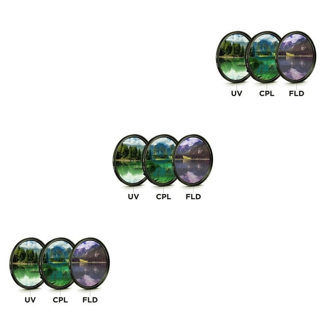 ZLight 3 Pcs 3-in-1 Lens Filter with Bag 49MM 52MM 55MM 58MM 62MM 67MM 72MM 77MM Protector Filtering Circular Polarizer Carrying Case 67mm 3Set