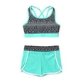 thumbnail image 4 of Alvivi Girls Rashguard Swimwear Crisis Cross Tank Top with Shorts 2 Piece Gymnastics Sports Swim Set Mint Green 16, 4 of 7