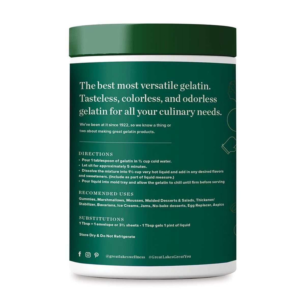 Great Lakes Wellness Culinary Beef Gelatin Powder, Unflavored, 16 oz