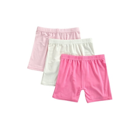 

ZIYIXIN 3Pcs Pack Kids Toddler Baby Girls Summer Safety Pant Children Anti-Emptied Stretch Mid-Rise Solid Short Pants Rose Red Pink White 2-3 Years