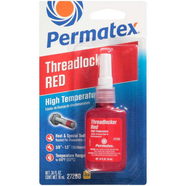 Threadlocker Permatex 27200, rojo de alta temperatura, 10 ml