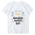 thumbnail image 3 of Jinhomg Womens Happy Hanukkah Shirt Funny Love And Light Celebration Tees Casual Short Sleeve Chanukah Menorah Graphic T-Shirts 90 off Deals White M, 3 of 4