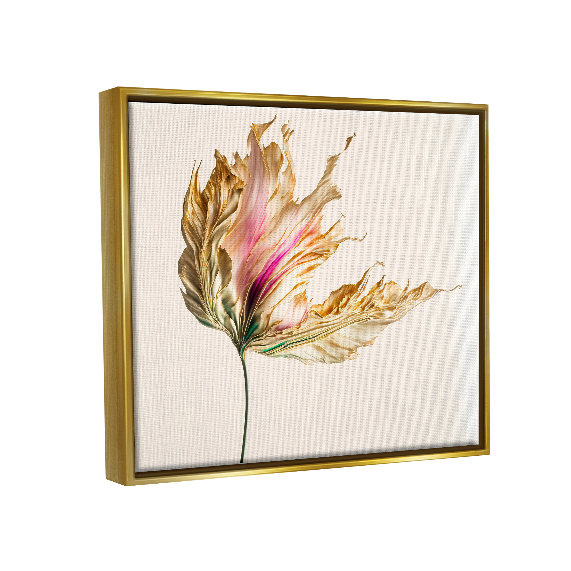 Stupell Industries Abstract Lily Petals Botanical & Floral Painting Gold Floater Framed Canvas Art Print Wall Art, 31 x 25