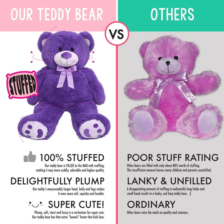 LotFancy Teddy Bear Stuffed Animals, 20 inch Soft Cuddly Stuffed Plush  Bear, Cute Stuffed Animals Toy with Footprints, Gifts for Kids Baby  Toddlers on