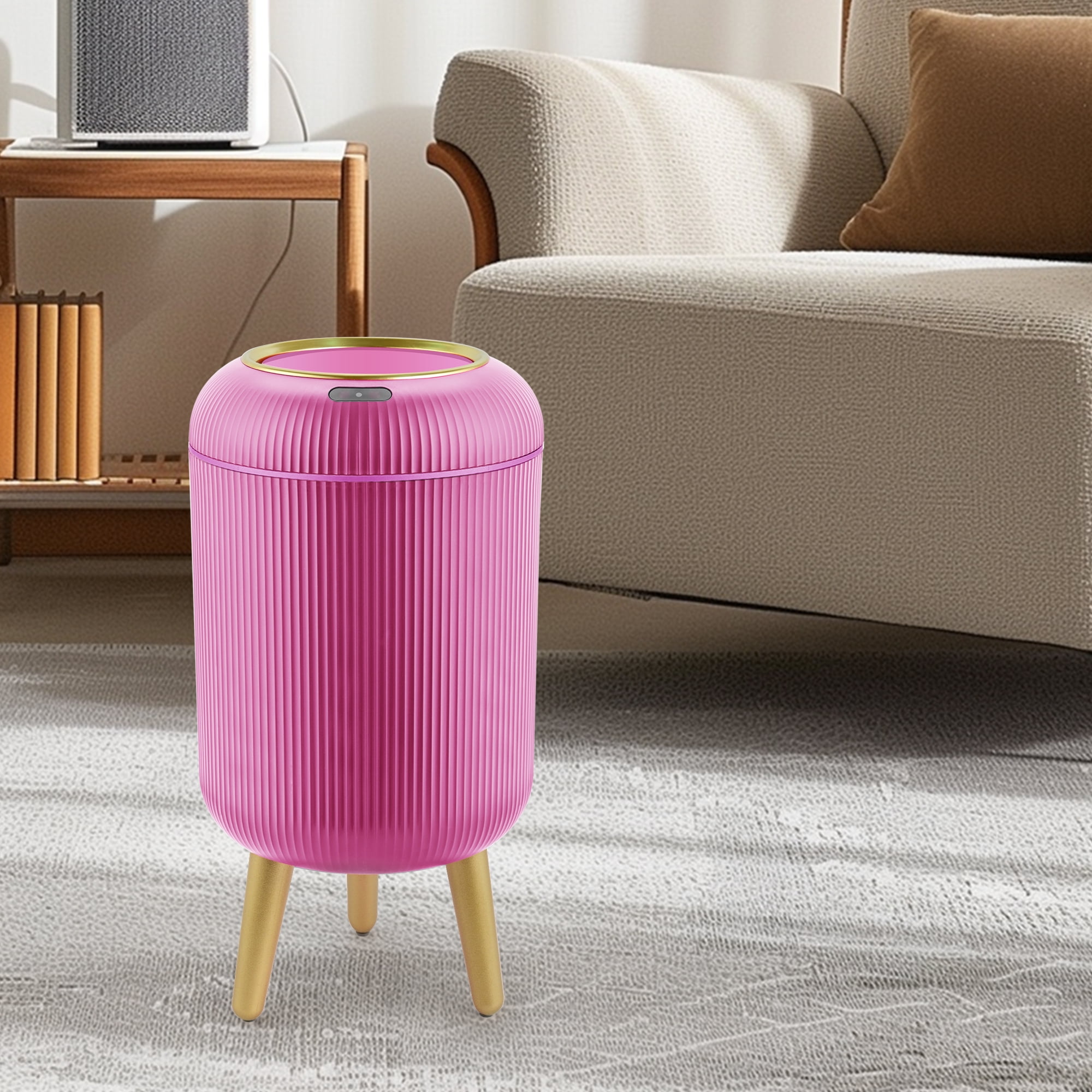 SUSLAS Trash Can with Motion Sensor, Touchless Automatic Lid and Waterproof Design, Smart Waste Bin for Bathroom Kitchen, 2.6 Gallon Plastic,Pink