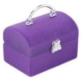 thumbnail image 3 of Caja de anillos pequeña, organizador de joyas de viaje portátil retro simple para guardar anillos y pendientes, color morado, 3 of 5