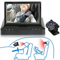 TSV Car Back Seat Camera with 4.3" 720P HD Monitor, Night Vision, 170° Wide-Angle View, 128GB TF Card Supported