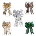 thumbnail image 5 of Christmas Ribbon Bowknot Large Gold Sequins Gauze Christmas Bow Xmas Tree Hanging Pendent 2023 Christmas Party Home Ornaments, 5 of 5