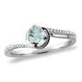 thumbnail image 1 of 14K Yellow Gold Diamond Natural Aquamarine Bypass Engagement Ring Round 4 mm, size 5, 1 of 1
