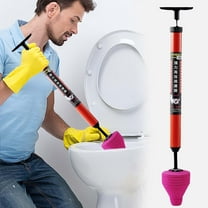 High Pressure Toilet Pipe Plunger | Stainless Steel Air Power Unclogger | Pneumatic Piston Drain Snake for Toilets Drains Sinks | 120 PSI Heavy Duty Plumbing Tool | Ergonomic ABS Handle | 64x9cm