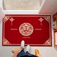 thumbnail image 6 of AYYUFE Double Happiness Floor Mat Non Slip Polyester Fadeless Washable Door Mat for Bedroom, 6 of 8