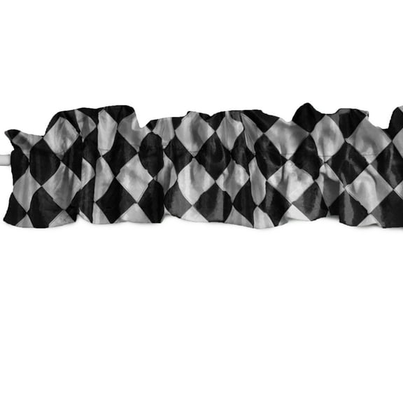 Harlequin Check Pintuck Taffeta Curtain Sleeve Topper Window Treatment