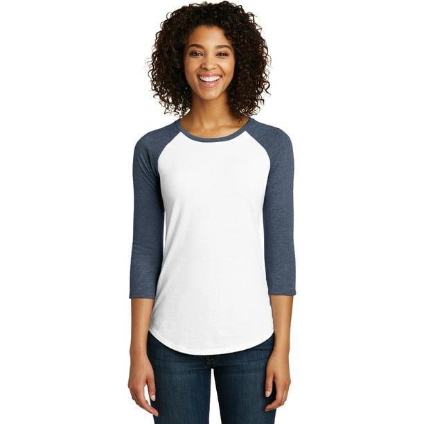 Camiseta ajustada Very Important de manga 3/4 raglán XS Heathered Navy/ White Distrito 1200341