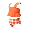 thumbnail image 3 of Fesfesfes Baby Girls' Summer Ruffle Solid Color Plaid Split Swimsuit Children's Sleevless Swimwear for Family Vacations and Sunny Days 2-12Years(Orange,2-4 Years), 3 of 9