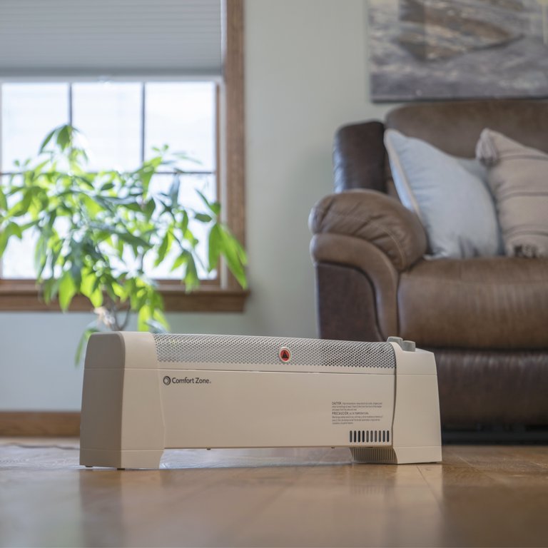 Comfort Zone 1,500-Watt Convection Baseboard Heater with Silent Operation,  White - Walmart.com