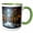 Green/White, variant on 3drose, Decorated Street of a Fairy City in Winter. Christmas Mood. Snowfall, 11oz Two-tone Green Mug