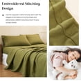 thumbnail image 6 of Simple&Opulence 100% Linen Sheet Set-Pure Linen Bedding Sheet-4 Pieces (1 Flat Sheet,1 Fitted Sheet,2 Pillowcase)-Embroidery Collection,Soft & Cozy,Cooling Bedding- King Size, Olive Green, 6 of 9