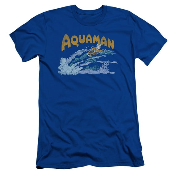 DC Comics Aqua Swim S/S Adult 30/1 T-Shirt Royal Blue
