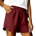 thumbnail image 1 of Neewe Womens Cotton Loose Casual Shorts Summer Plain Elastic Waist Comfy Shorts with Pockets, 1 of 7