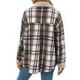 thumbnail image 5 of BRDFRL Womens Flannel Plaid Shirts Long Sleeve Button Down Boyfriend Fleeced Jacket Winter Coats Pink 2XL, 5 of 5