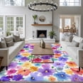 thumbnail image 3 of Large Area Rugs for Living Room Bedroom, Colorful Flowers 6'x9' Rug Washable Carpet Runner Indoor Outdoor, Spring Botanical Watercolor Floral Non Slip Floor Mats Rug for Kitchen, Playroom, 3 of 8