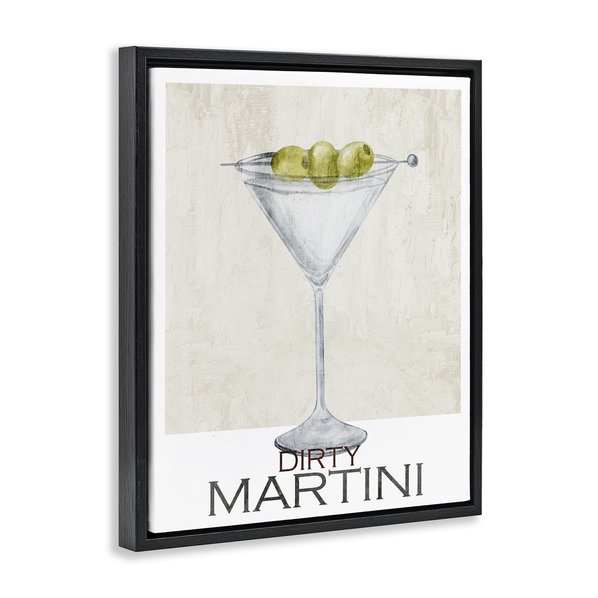 Stupell Industries Dirty Martini Olives Black Framed Floater Canvas Wall Art, design by Kim Allen