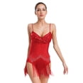 thumbnail image 1 of Jizyo Robe de Danse Latine Salsa pour Femmes Bretelles Spaghetti Robe de Danse Costume de Danse de Salon Rouge TG, 1 of 6