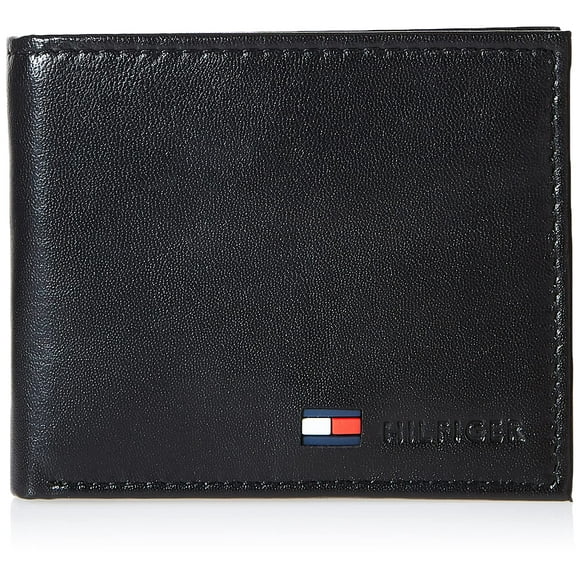 Cartera Tommy Hilfiger de piel auténtica con pliegue delgado y monedero