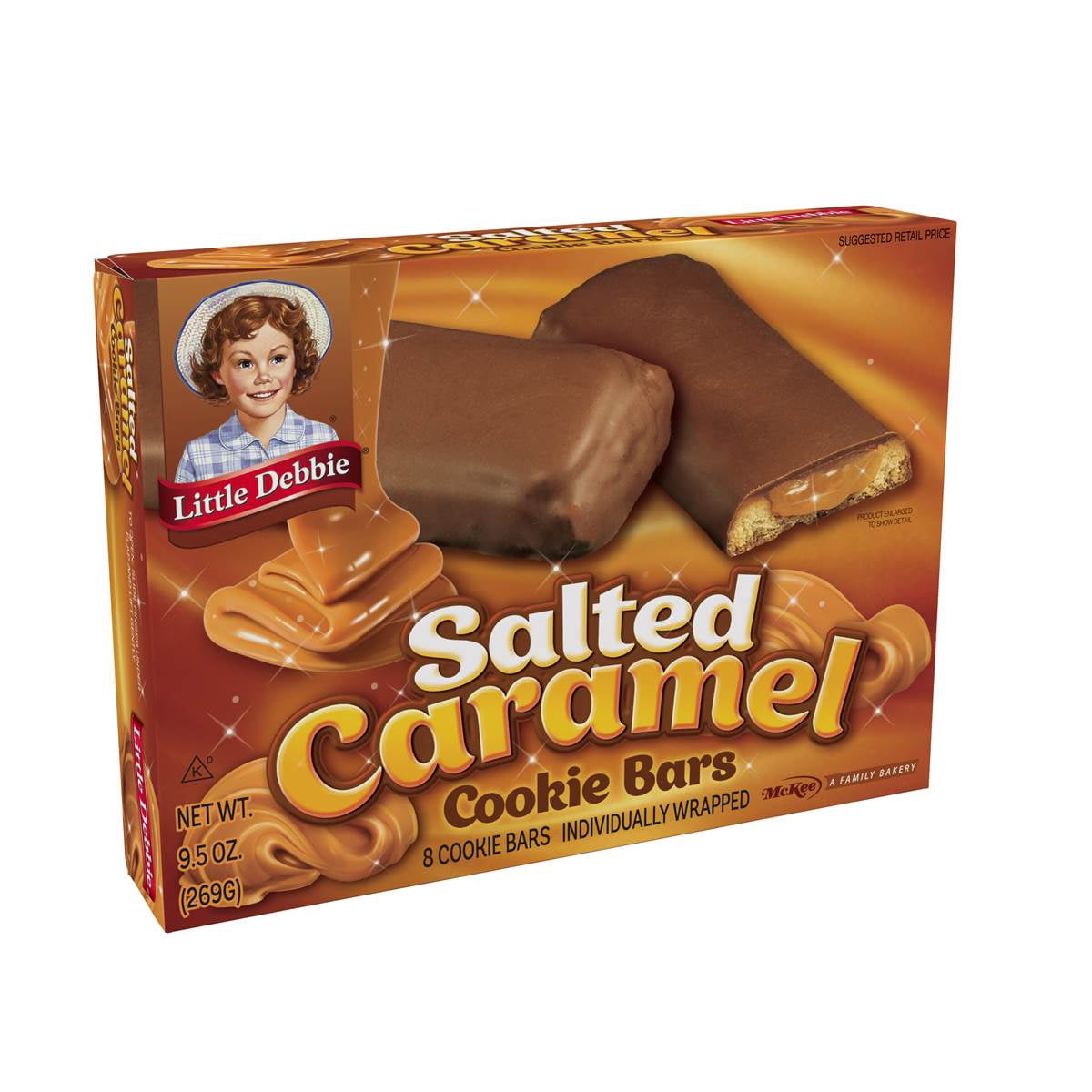 Little Debbie Salted Caramel 9.5 oz 8 Cookie Bars Boxes - Pack of 8