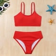 thumbnail image 2 of Ruyang Girls 2025 Kids Bikini Swimsuit Solid High Waist Set Youth Swimming Bathing Suits Spaghetti Athletic Sport Swimwear Suits, 2 of 8