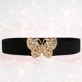 thumbnail image 2 of Butterfly Buckle Elastic Belt,Diamond Waistband,Jeans Dress Fashion Accessories,Sparkling Rhinestone Butterfly Buckle With Elastic Stretchable Waist Design,Fashion Waist Belt For Jeans Dress,Gold, 2 of 9