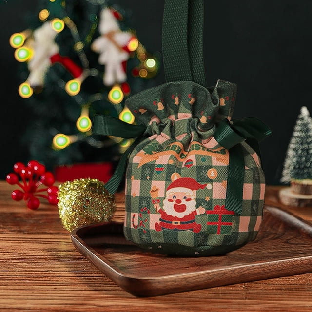 Herunwer Christmas Gift Bags, Drawstring Closure,Candy Packaging Box, Christmas Goodie Sacks, Lightweight Compact, Fun and Festive Holiday Designs