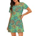 thumbnail image 1 of Fotbe Colourful Tie Dye Bata de Dormir para Mujer con Estampado, Camisón de Algodón de Manga Corta, Ropa de Dormir Casual, 1 of 6